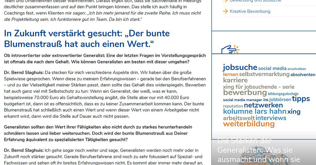 Screenshot einer Schlagwortwolke aus dem Blog der Website lvq.de